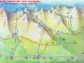 Mapa turystyczna słowackich Tatr z zaznaczonymi najpiękniejszymi szlakami w Dolinach Wielickiej, Staroleśnej i Zimnej Wody.