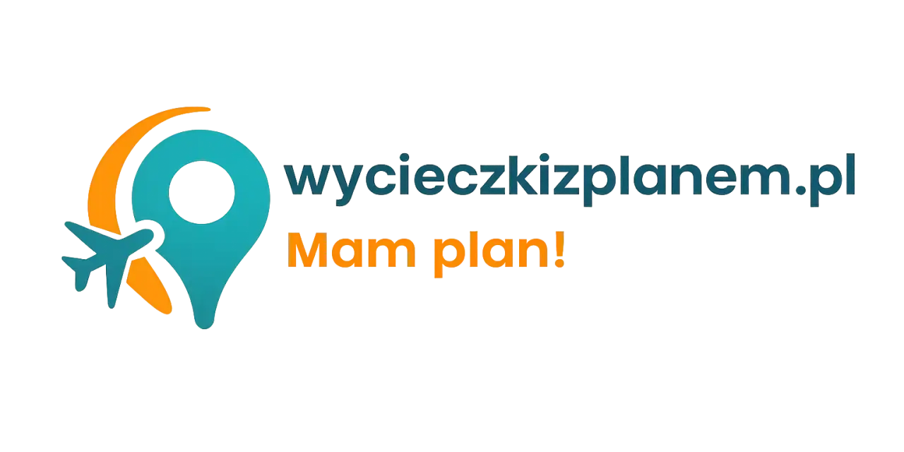 Logo z samolotem i pinezką, obok tekst "wycieczkizplanem.pl Mam plan!". To aplikacja do planowania podróży.
