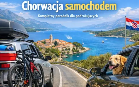 Podróż samochodem do Chorwacji z rowerami i psem. Widok na urokliwe miasteczko nad Adriatykiem.