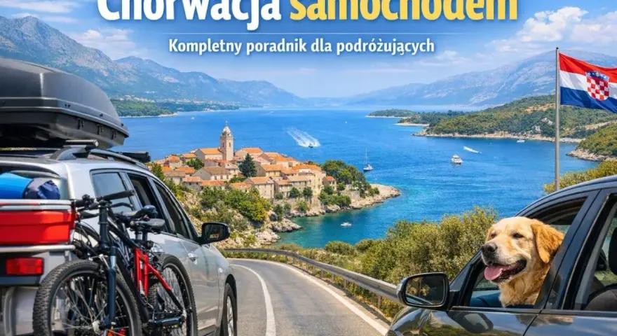 Podróż samochodem do Chorwacji z rowerami i psem. Widok na urokliwe miasteczko nad Adriatykiem.