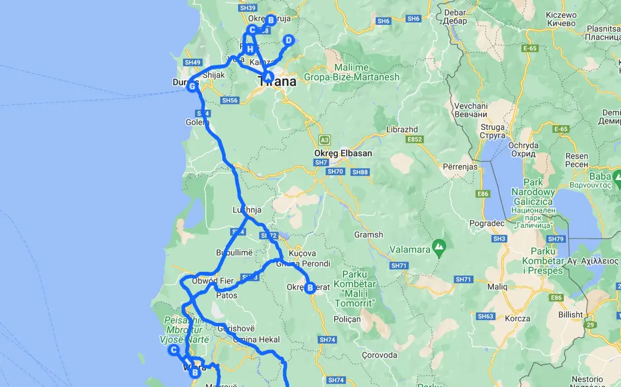 Trasa podróży po Albanii: Durrës, Tirana, Elbasan, Berat, Korcza. Planujesz, gdzie do Albanii?