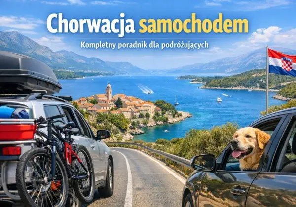 Podróż samochodem do Chorwacji z rowerami i psem. Widok na urokliwe miasteczko nad Adriatykiem.